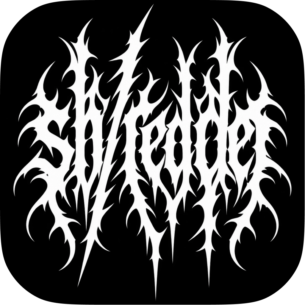 sh/redder's sharp, intricate metal wordmark.